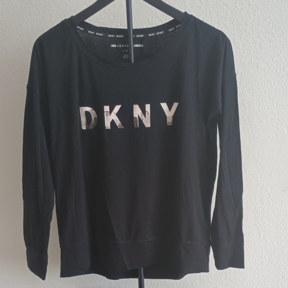 DKNY Black Crew Neck Top Size Sm